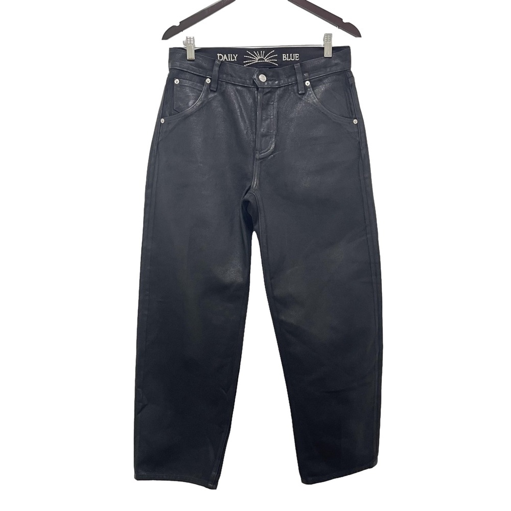 Daily Ritual The Mantra Wide Barrel Coated Black Octopus Jean Size 28